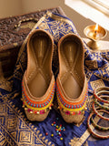 Rainbow Tribal Beaded Punjabi Jutti with Ghungroo Bells