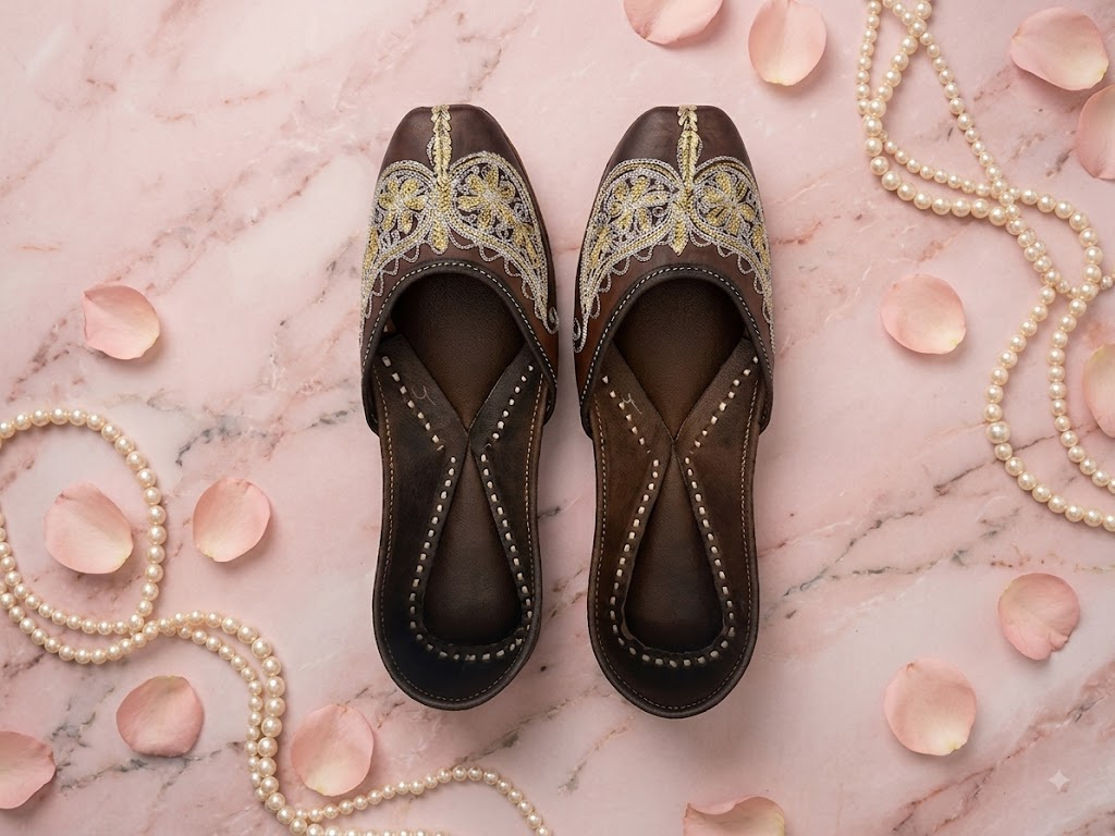 Gold &amp; Silver Dragonfly Embroidered Jutti | Handcrafted Indian Ethnic Footwear