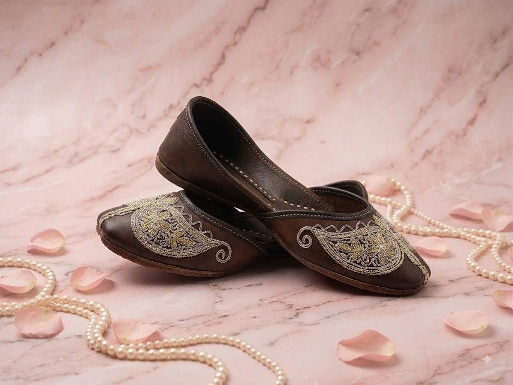 Gold &amp; Silver Dragonfly Embroidered Jutti | Handcrafted Indian Ethnic Footwear